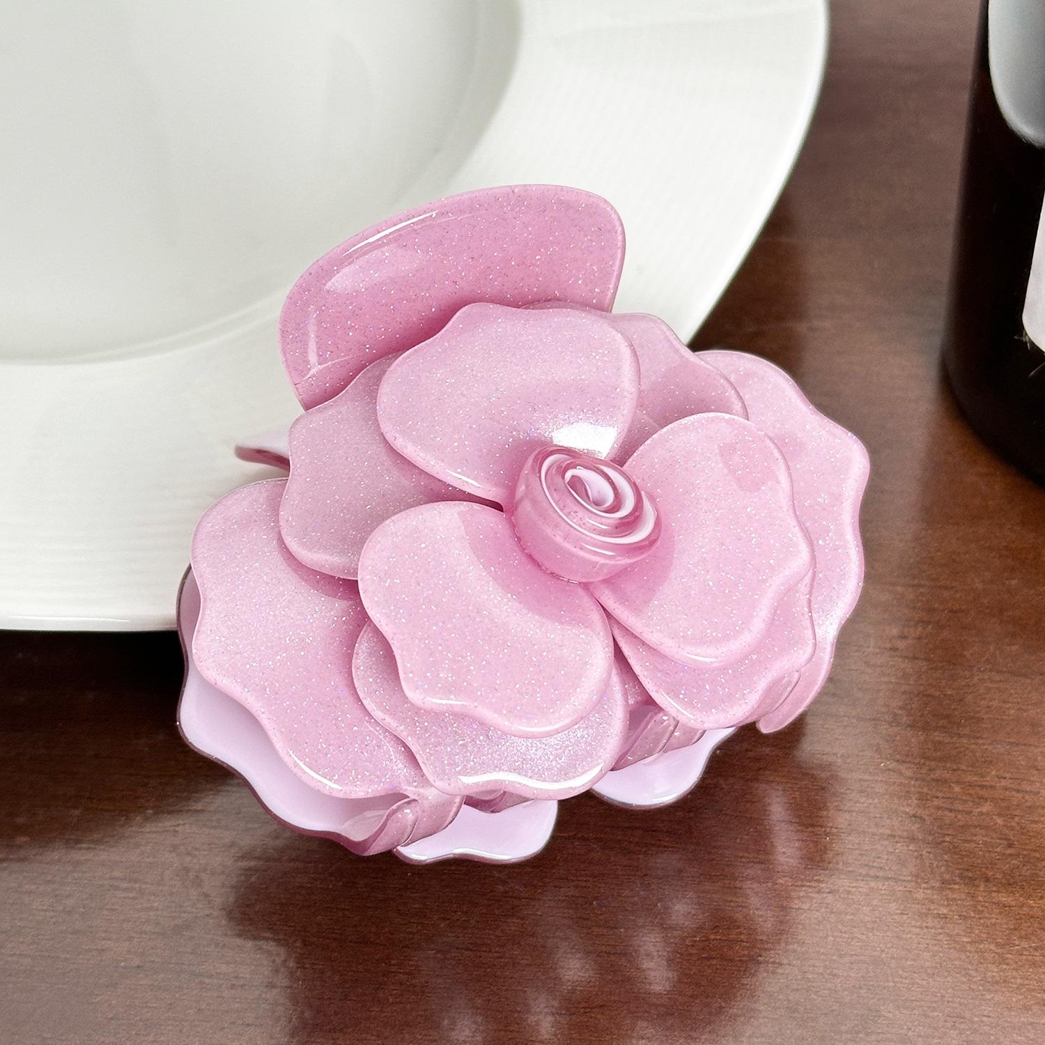 

Модная ацетатная заколка-краб для волос с элегантным цветочным дизайном для стильных женщин Pink8.2cm