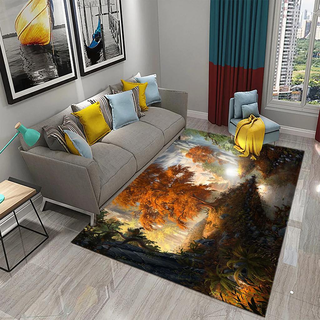 Tree Oil Painting Pattern Carpet Door Mats Doormats Kitchen Bathroom Non-Slip Carpet Living Room Bedroom Decor Floor Mat Rugs