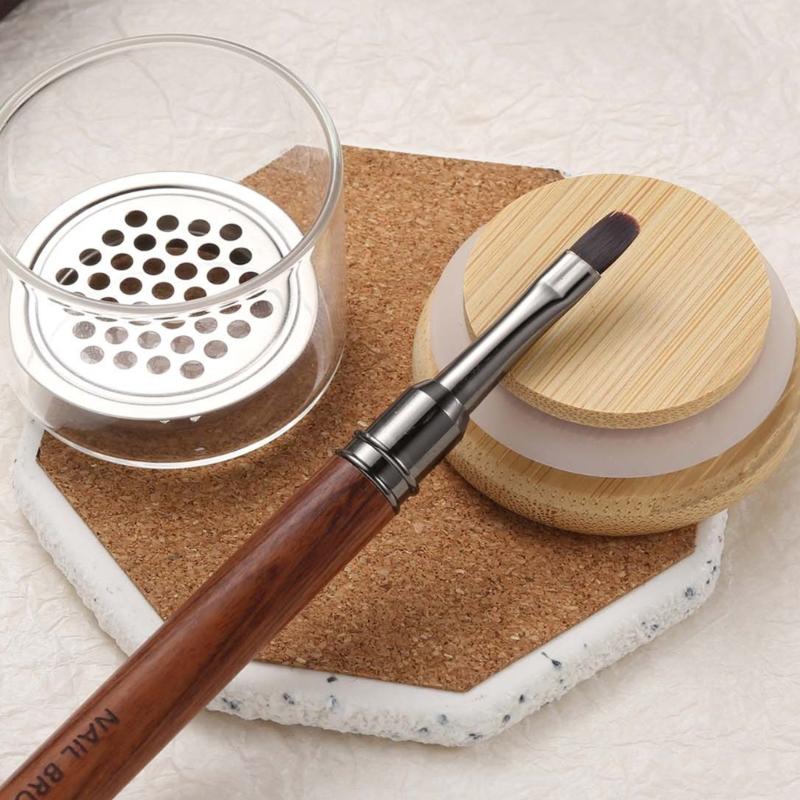 Glass Nail Brush Washer With Secure Lid And Mesh Filter For Gel Polishing Removal And Diy Tools