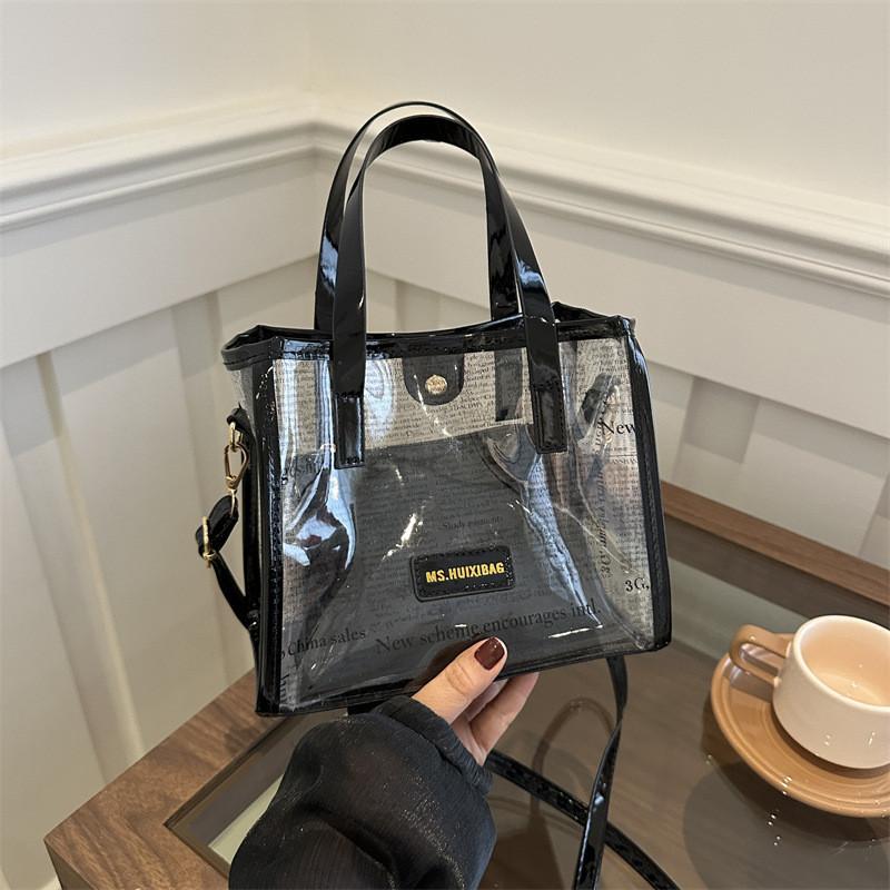 Stylish Large Capacity Transparent Jelly Shoulder Bag For Mothers 2024 Spring New Street Fashion Tote Bag