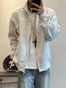 Herren Winter Hellgrau Schwerer Strick-Kapuzenpullover - Mit Samtfutter, Uni-Farbe, Amerikanischer Stil Stehkragenjacke