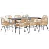 VidaXL Garden Dining Set Cushions 9pcs Brown Poly Rattan Glass, Outdoor Dining Set, Furniture of 3334477