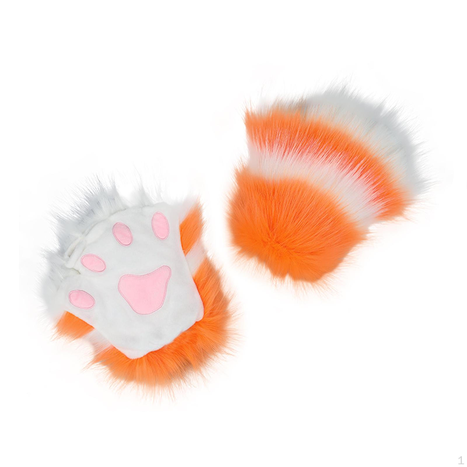 

Перчатки с кошачьими когтями, ручная одежда с кошачьими лапами, мужские и женские руки, лапы, варежки без пальцев для оранжевый