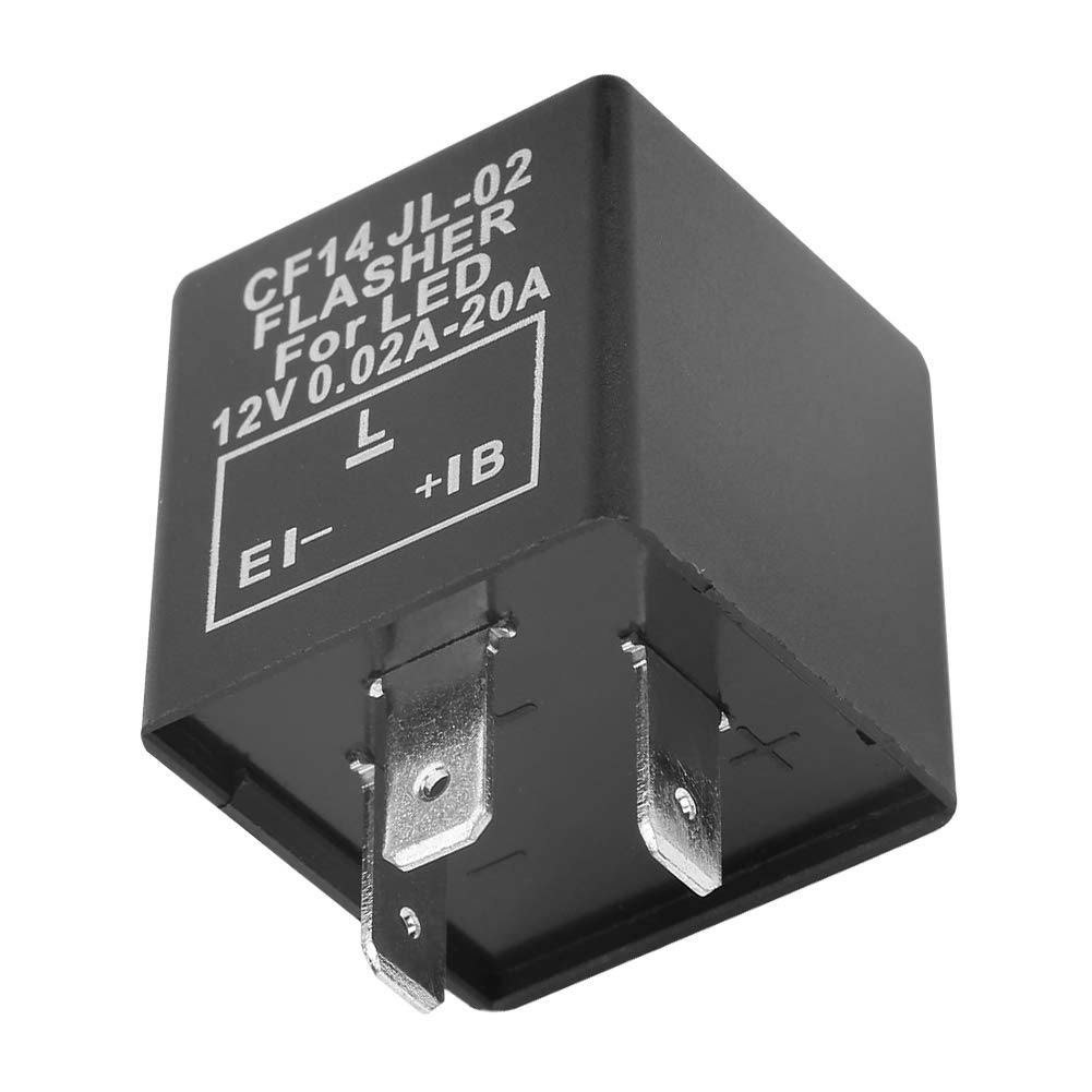 Flasher Relay, CF14 JL-02 3-Pin 12V LED Flasher Flash Relay 0.02A-20A for Turn Signal Light Hyper Flash Fix - Waterproof, Dustproof, Long Life