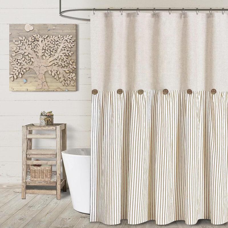 Handon Button-Spliced Shower Curtain