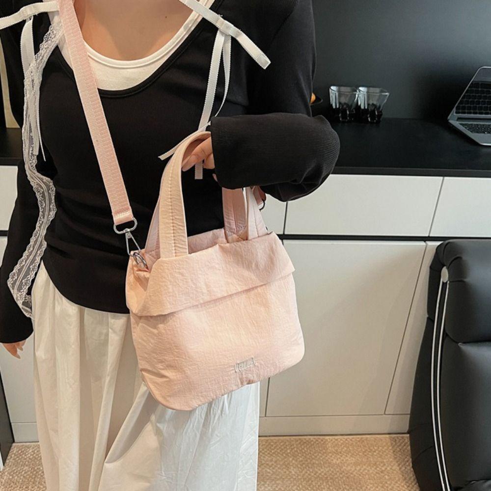

Purse Oxford Cloth Handbag Solid Color Canvas Messenger Bag Casual Nylon Cloth Bucket Bag Unisxe чорний
