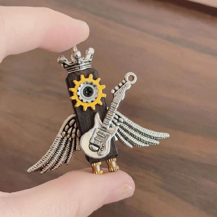 DIY Wooden Robot Pendant Necklace Unisex Clavicle Chain Punk Chokers for Women