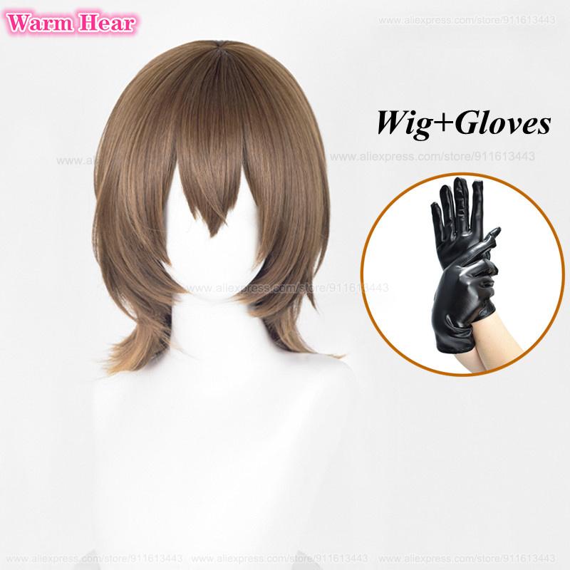 Hoge Kwaliteit Game P5 Synthetisch Haar Goro Akechi 38cm Bruin Cosplay Anime Pruik Crow Hittebestendig Haar Halloween Pruiken + Een Pruikkap One Size gray