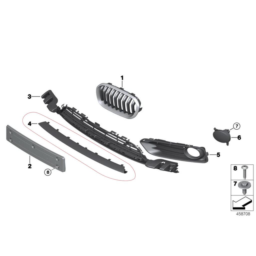 Frontstoßstangenverkleidung, schwarz glänzend, untere Frontstoßstangenverkleidung, 51117371726 für 1er F20 F21 Sport Urban Line LCI 2016 bis 2019