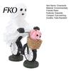 Decorative Tabletop Halloween Statue Ghost Riding Bicycle Resin Figurine, Spooky Desk Shelf Decor for Small Sculpture Home Entryway, Hand-Painted
