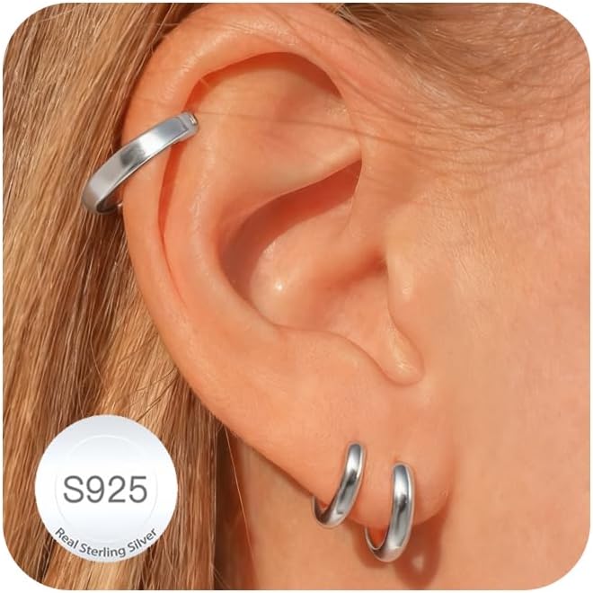 30 Paar klobige goldene Creolen für Damen, Multipack Schmuck für Geschenk | Mehrere Stile, zum Stapeln, leicht, 14K Gold-beschichtet, Hypoallergen,