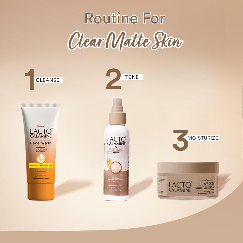 Lacto Calamine Dewy Rice Face Moisturizer 50 g Hydrating Gel With Niacinamide For Glowing Even Tone Lightweight Daily Use