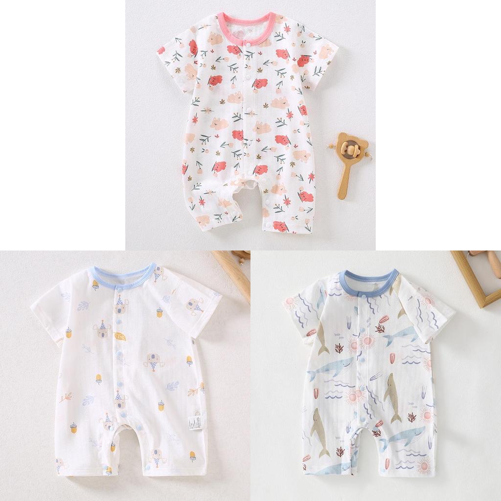 Baby Cotton Romper Summer Lightweight With Short Sleeves For Newborns And Infants