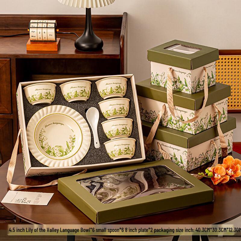 Elegant Lily of the Valley Ceramic Dinnerware Gift Set