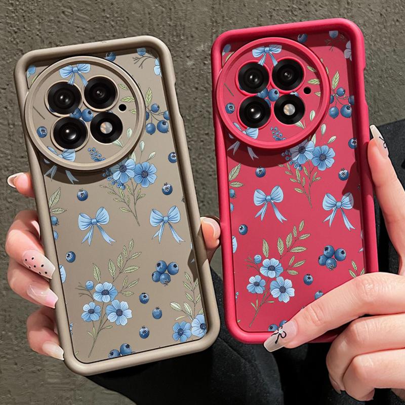 Blueberry Bowknots Floral Pattern Case For OnePlus 15 13 13T 12 Shockproof Bumper Soft Silicone Cover For Oneplus Nord 5 13R 12R 11R 5G