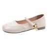 Silver Mary Jane shoes women's head French word with thick heel temperament gentle light mouth 2025 new single shoes flat bottom