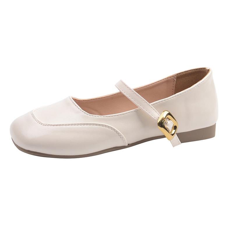 Silver Mary Jane shoes women's head French word with thick heel temperament gentle light mouth 2025 new single shoes flat bottom