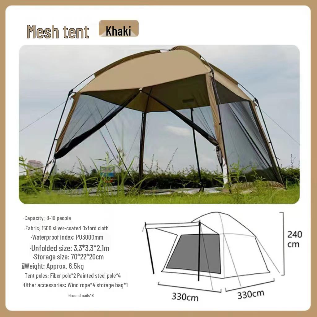 Four Seasons Outdoor Camping Sunshade Tent with Mesh Anti-Mosquito Protection and Rainproof Design