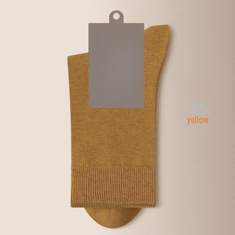 

Мужские осенние модные носки средней длины, впитывающие пот и дезодорирующие, черные деловые длинные носки для всех сезонов one size жёлтый
