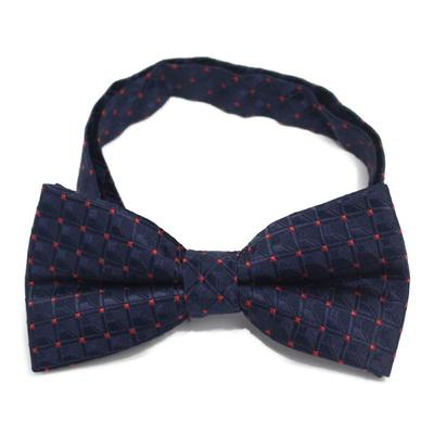 [CUFFSMANIA] Bow Tie, One-Touch, Navy with Red Dot Block Pattern