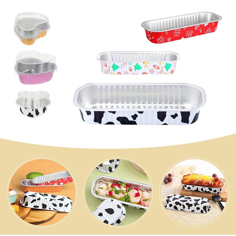 Dezertní kelímky z hliníkové fólie ve tvaru srdce s víčky Zlaté Stříbrné Pečení Muffinů Cheesecake Pudingové Nádobky Party Dekorace