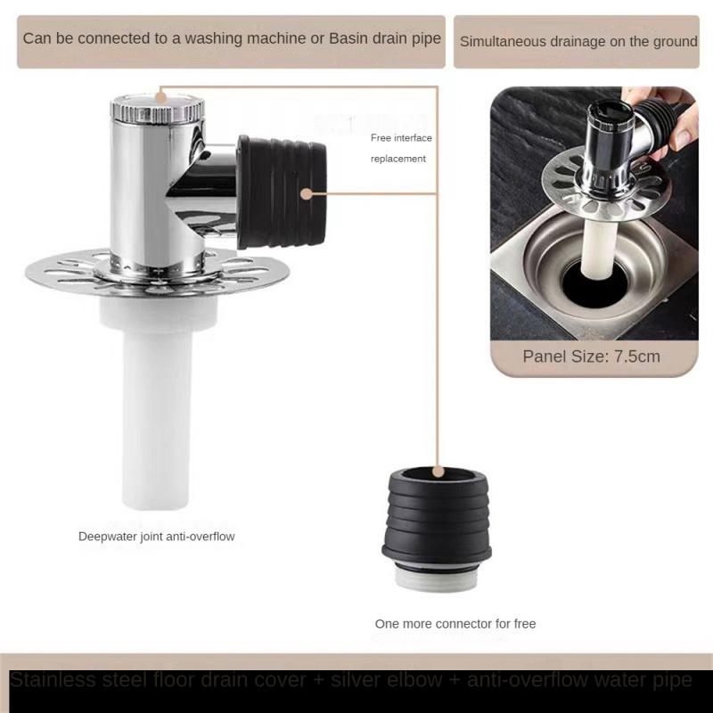 Washing Machine Floor Drain Adapter Anti-overflow Bathroom Pipe Sewer Connector Dishwasher Drain Deodorant Sealing Ring Adapter