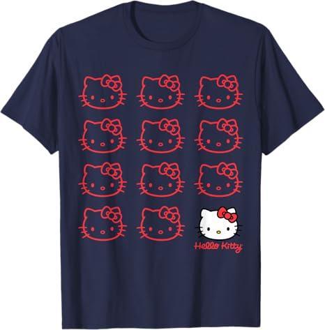 Sanrio 2026 Summer Comic Form Hello Kitty Image 100 Cotton Printed Casual Tshirt Adult Children Parentchild Top Homewear Y2k
