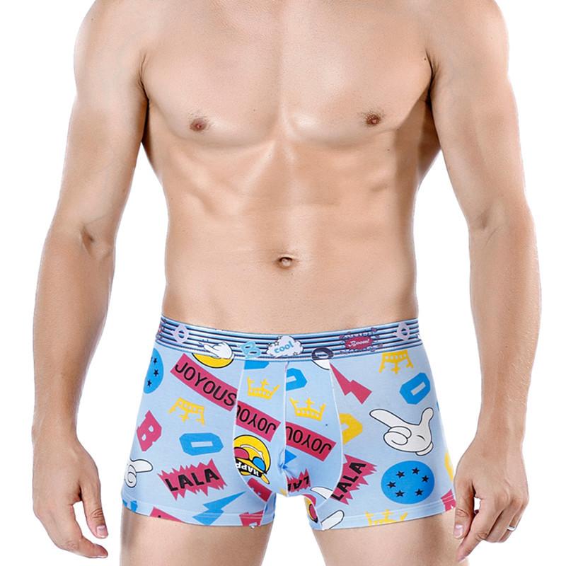 Nové prvotřídní pánské boxerky s bavlněným potiskem sexy tide pánské krátké kalhotky se čtyřmi rohy