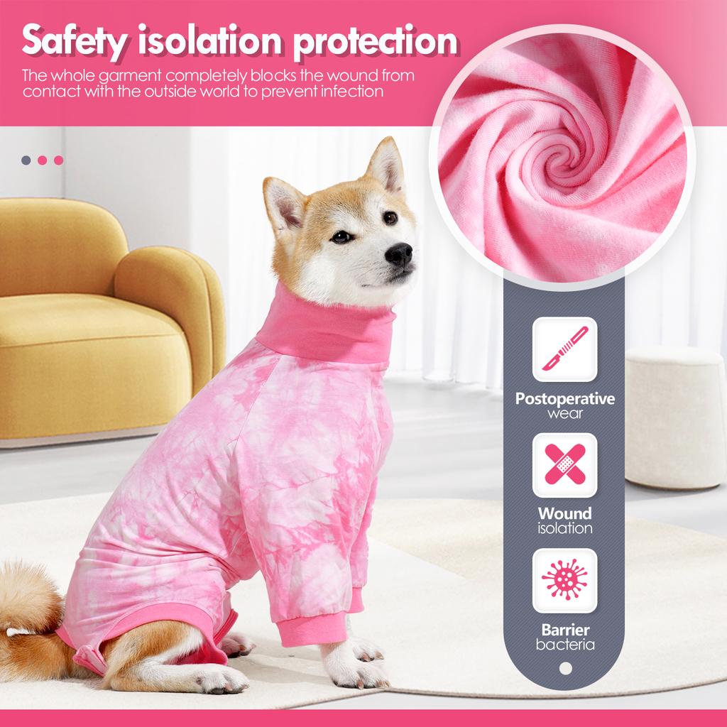 Dog Surgery Recovery Suit,High Neck Anti-Licking Breathable Dog Surgery Recovery Shirt for Small Medium Large Dogs