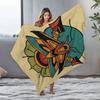 Decorative Throw Blanket with Psychedelic Butterfly Pattern Floral Design Mandala Bed Blanket Sofa Cover Gift for Women