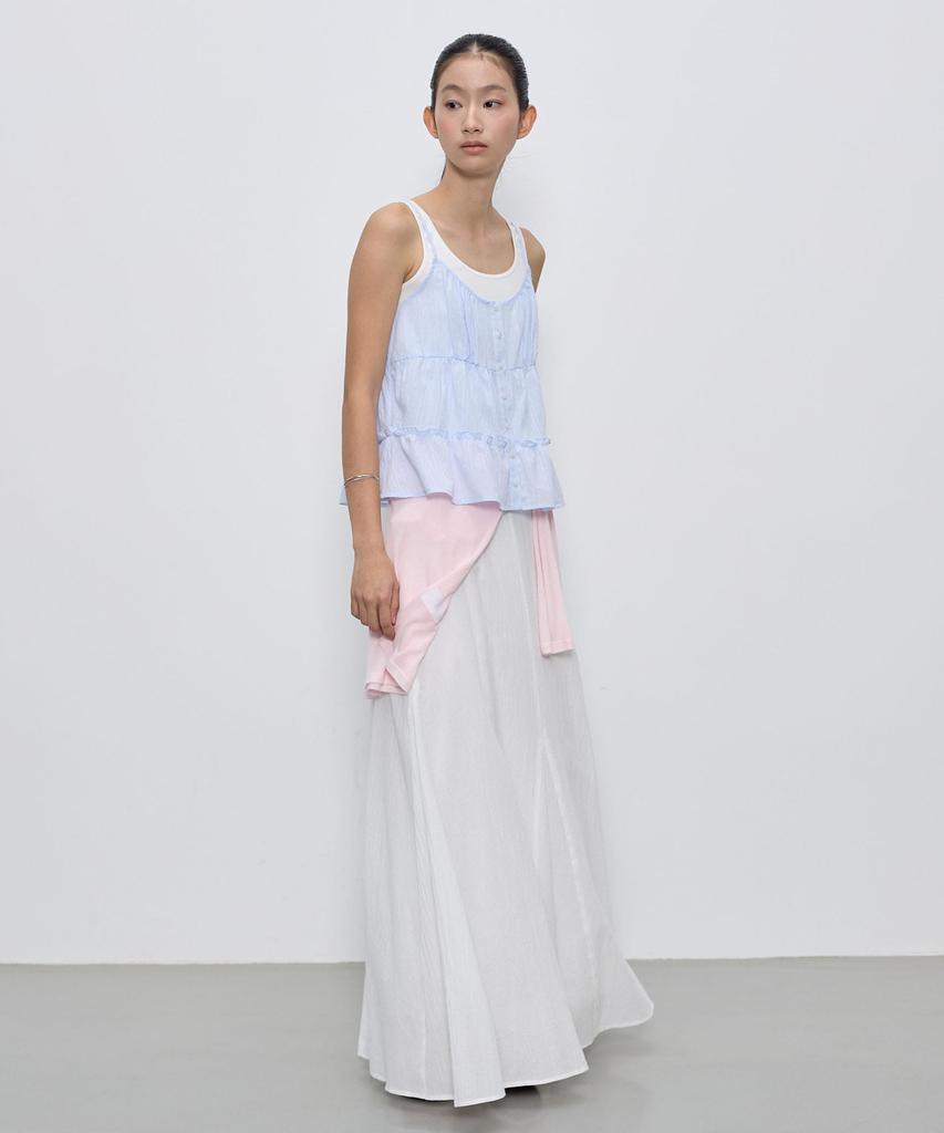 CITYBREEZE Tiered Shirred Sleeveless Top_Sky Blue