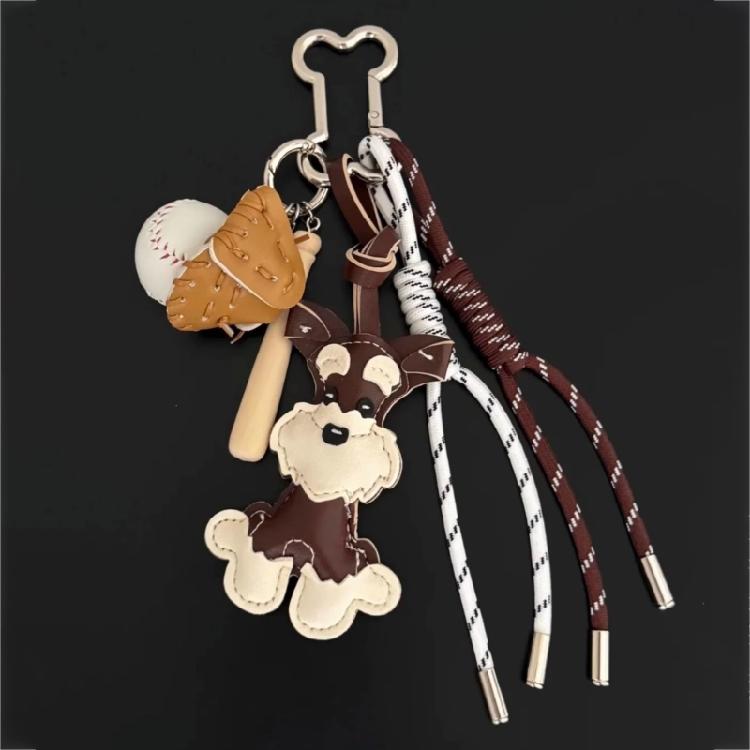 Delightful Schnauzer Dog Keychain Purse Charm Bag Ornament Creative Woven Rope Keyring Decoration for Pet Enthusiasts