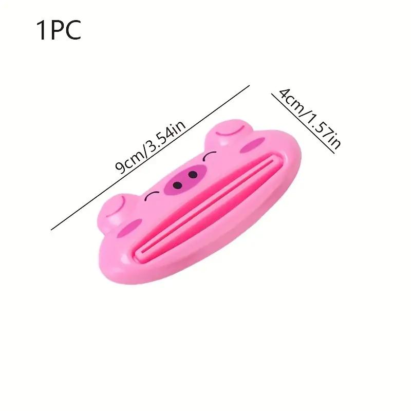 

1pc Cartoon Animal Toothpaste Squeezer, Plastic Freestanding Bathroom Accessory, Fun Shaped Cleanser Holder, No Power Needed Pink Pig