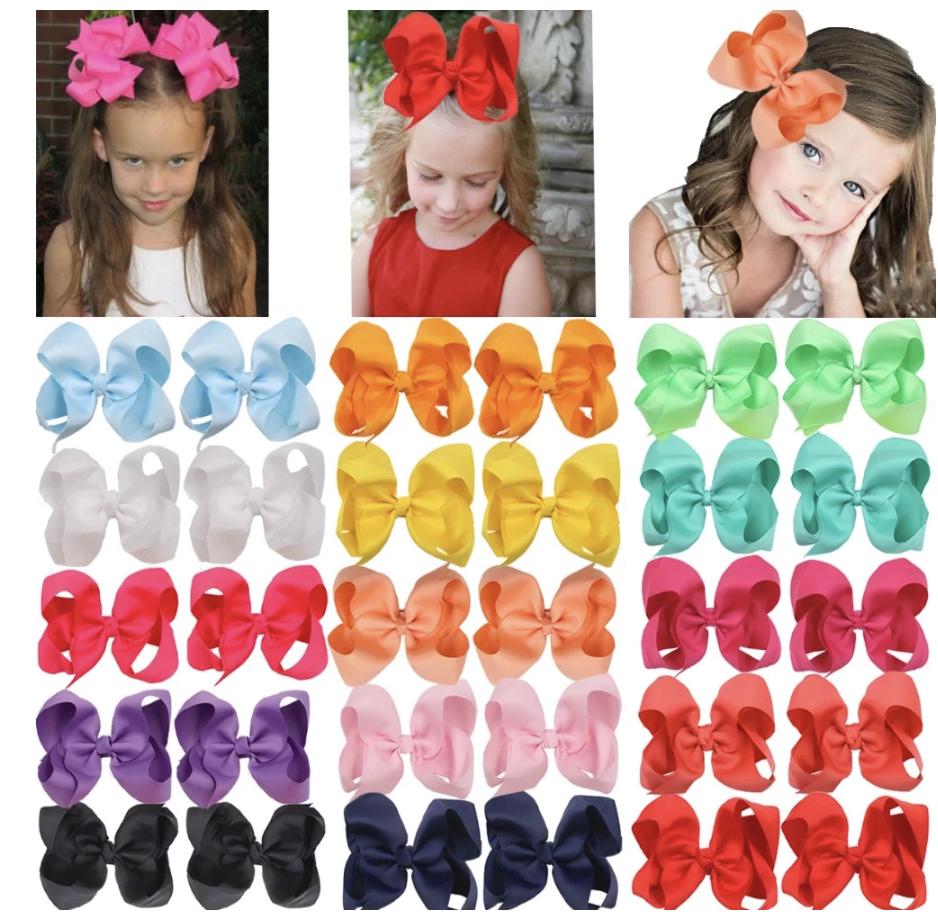 30 Pcs 6 Inch Bows for Girls Big Grosgrain Girls 15pairs 6" Hair Bows Alligator Clips For Teens Kids Toddlers