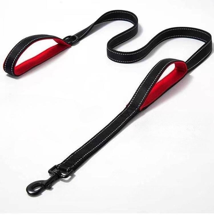 1.8M Dog Leashes Outdoor Travel Dog Training Chain Heavy Duty Double Handle Lead for Greater Control Safety Training Dual Handle 2.5cmX1.8M