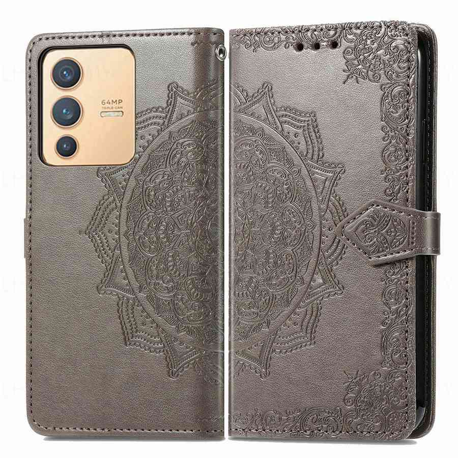 Foral Book Leather Wallet Flip Case For Vivo Y21D V60 Lite V30 Y04 Y19S Y18 Y36 Y72 5G Y28 V25 V27 V23 Y29 Y16 Y21 Y31 Y20 Y70 Y53S Y33S V29 Y27 Cover