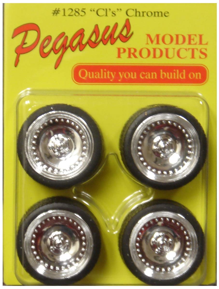 

Pegasus Hobby Chrome Set of 4 with Plastic Model PH1285 1/24 CL s Wheels, Plated, Tires, Parts,