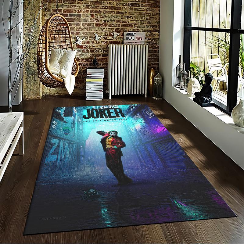 Joker Inspired Rug with Colorful Urban Vibe Suitable for use as an anti-slip game mat for living room and bedroom sofas