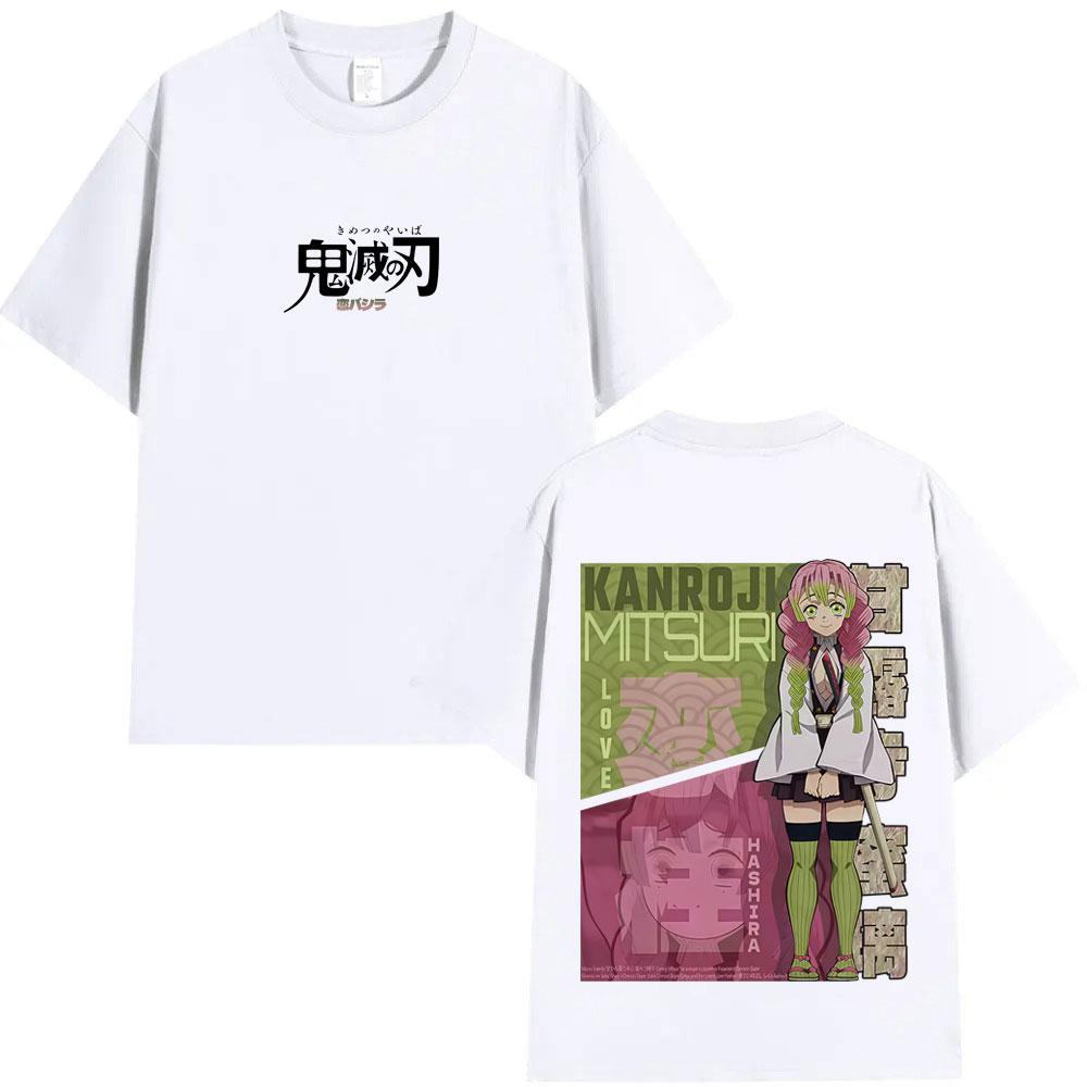 Anime Demon Slayer Love Hashira Kanroji Mitsuri Graphic Tshirt Men Women Fashion Casual Oversized T Shirts Unisex Cotton Tshirt