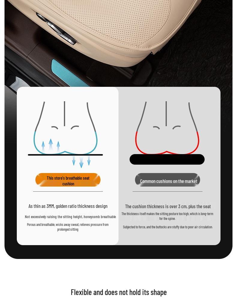 Napa Leather Car Seat Cushion - All-Season Breathable Cover for Mercedes, BMW, Volkswagen