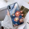 Tempered Glass Phone Case for iPhone Samsung Galaxy Infinix TPU Soft Edge Fashion Lotus Flower Patterns Shockproof Cover
