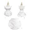 Ruffled Maid Apron Costume Maid Waist Apron Breathable Kitchen Cooking Apron for Women Halloween Cosplay and Daily Wear