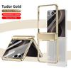 Transparent Plating Hinge Protection Phone Case with Front Film Glass For Samsung Galaxy Z Flip 8 7 Clear Hard Shockproof Cover