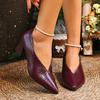 Hong Kong snake pattern pointed V mouth black high heels women's spring and summer new high-end thick heel one pedal patent leather shoes