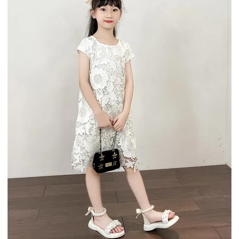 Barnesandaler Sommer Sløyfe Prinsessesko for Jenter Mote Søte Barn Fritid Perle Romerske Sandaler Ensfarget Krok og Løkke