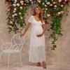 Europe and the United States Summer New Elegant Women's Skirt Temperament Solid Color Frilly Split Maternity Dress