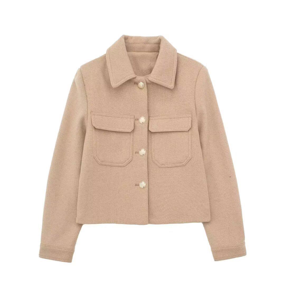 

2024 Женский Осенний Модный Короткий Пиджак в Европейском/Американском Стиле L хаки