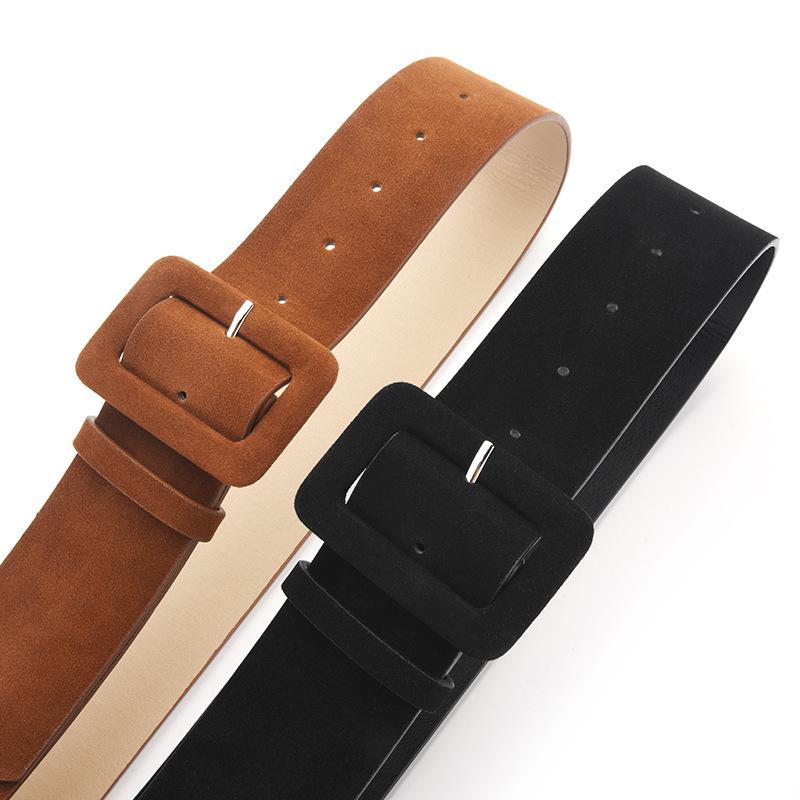 Retro Y2K Faux Suede Wide Belt: Plush, Skirt-Style, Fashionable Women's Waistband