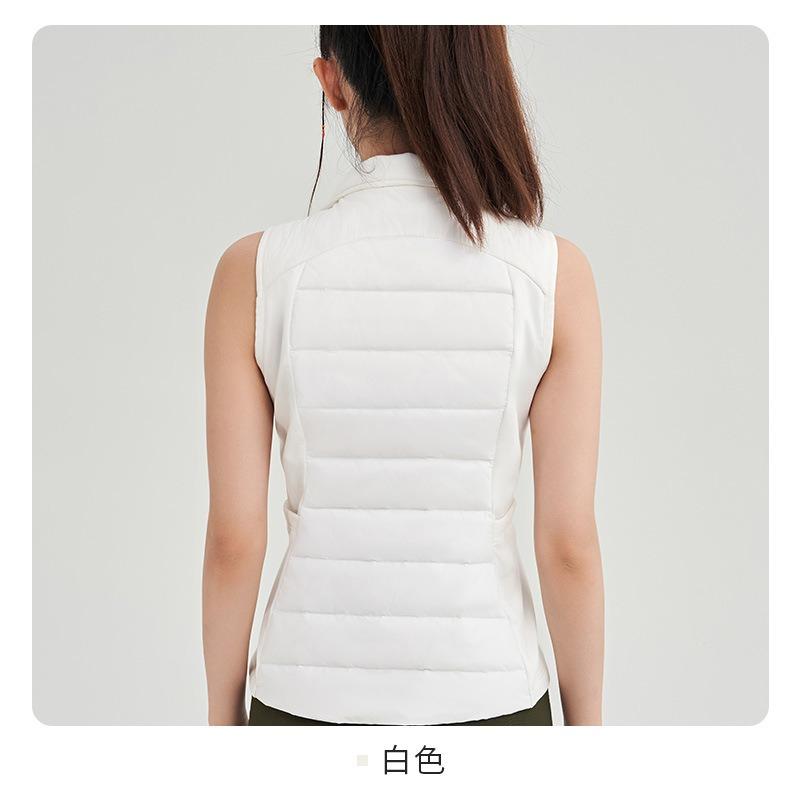 Winter new tooling top 90 fleece outdoor sports short women's waist sleeveless jacket liner light down jacket