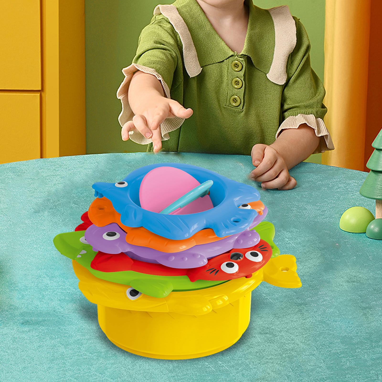

Bath Toy Stacking Cups Tub Toys for 6-12 Months Infant Montessori Gift Portable Early Develop 6pcs animal shape